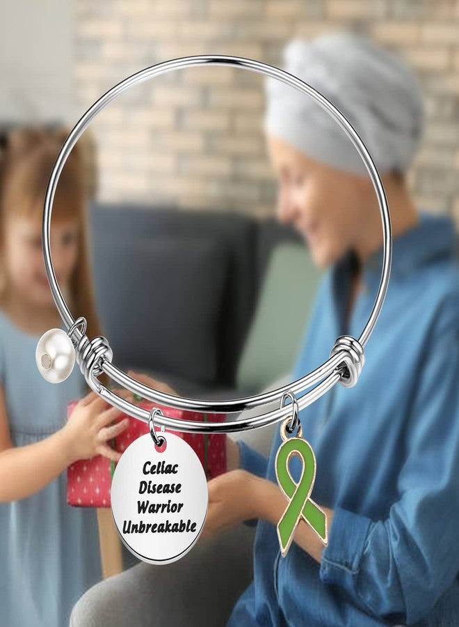 FEELMEM Celiac Disease Awareness Jewelry Celiac Disease Warrior Unbreakable Bracelet with Green Awareness Ribbon Charm Inspirational Cancer Survivor Gift (Celiac Diseas-bracelet) - Image 4