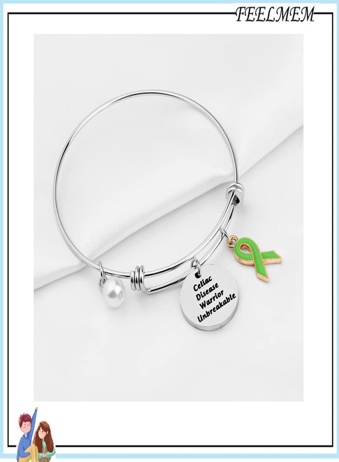 FEELMEM Celiac Disease Awareness Jewelry Celiac Disease Warrior Unbreakable Bracelet with Green Awareness Ribbon Charm Inspirational Cancer Survivor Gift (Celiac Diseas-bracelet) - Image 5