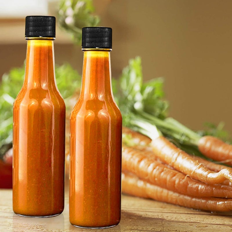 Maredash Hot Sauce Bottles with Black Caps, 16 pack 5oz empty glass bottles,woozy bottle 5 oz - Image 5