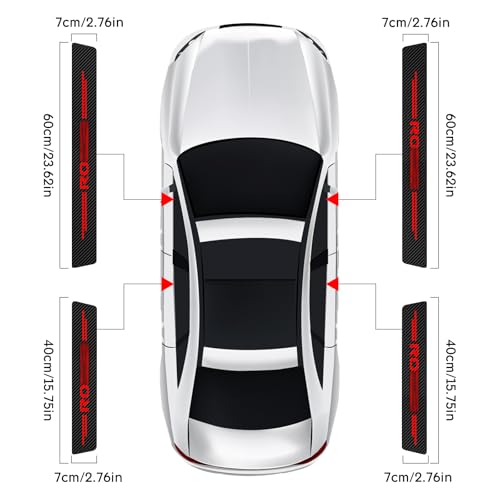 JCRNBU Car Door Sill Protectors for Rogue，4 Pcs Reflective Carbon Fiber Vinyl Threshold Sticker Decorative Car Door Scuff Plate,Anti-Scratch, Anti-Dirty, Waterproof (Red) - Image 2