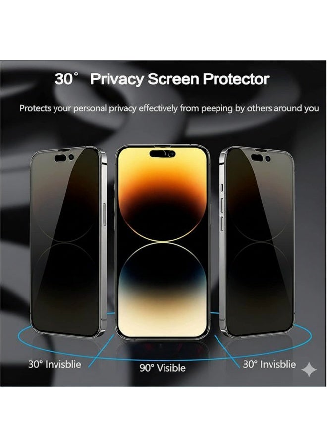 بروستايل واقي شاشة الخصوصية لجهاز iPhone 14 Pro - زجاج مقسّى، مقاوم للغبار، حماية من التجسس - Image 2