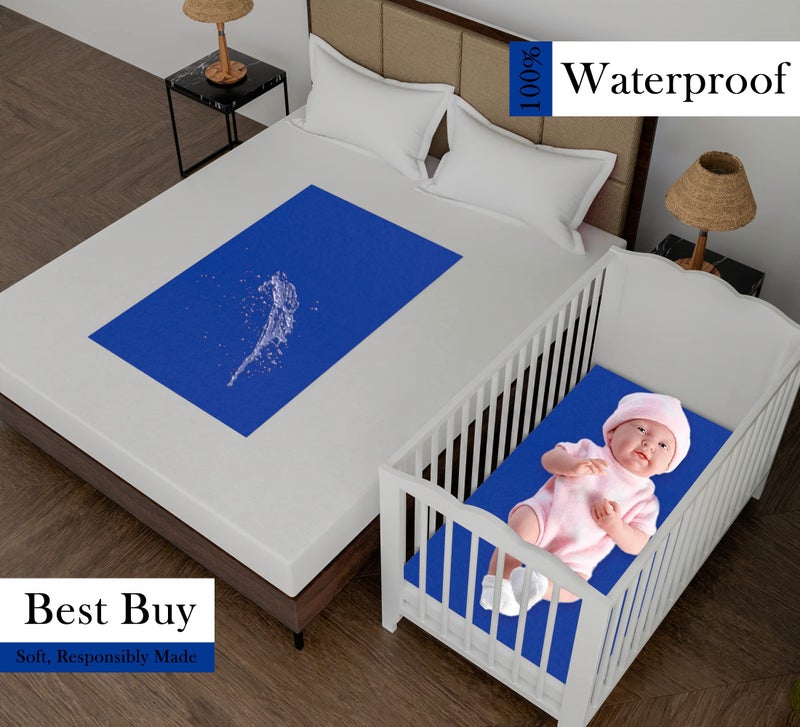 Daksh Baby Dry Sheet/Waterproof Sheet/Baby Sleeping Mat/Bed Protector/Quick Drying/Absorbent Dry Sheet (Medium 28"x40"Inch)-Navy Blue - Image 2