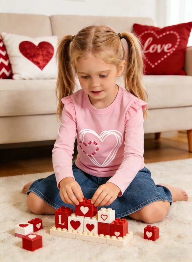 CM-Kid Toddler Baby Girl Valentine's T-Shirt Kids Long Sleeve Shirt Top Girls Butterfly Heart Pink Tee 4-5 Years - Image 2
