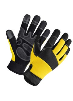 KASTWAVE Leather Work Gloves,  Heavy Duty Gardening Gloves, Tough Cowhide Garden Gloves Thorn Proof Work Gloves for Garden Tools Pruning Shears Bricklaying, Ladies and Men (Yellow, Large)  - Image 1