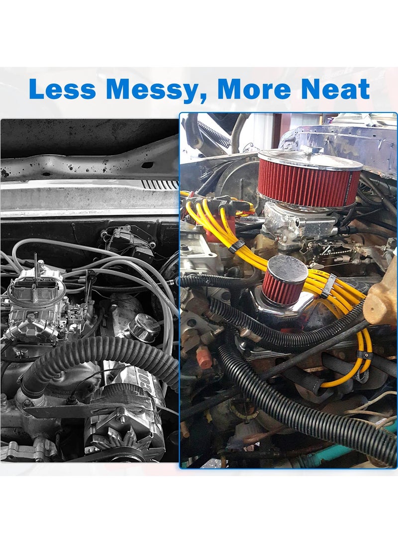 SOLARAE 12pc Car Engine Spark Plug Wire Separator Divider Set & 8pc Spark Plug Wire Boots Protector Heat Sheild Sleeve, 8mm 9mm 10mm Spark Plug Wire Clamp Holder Aluminum Alloy Ignition Wire Divider - Image 5