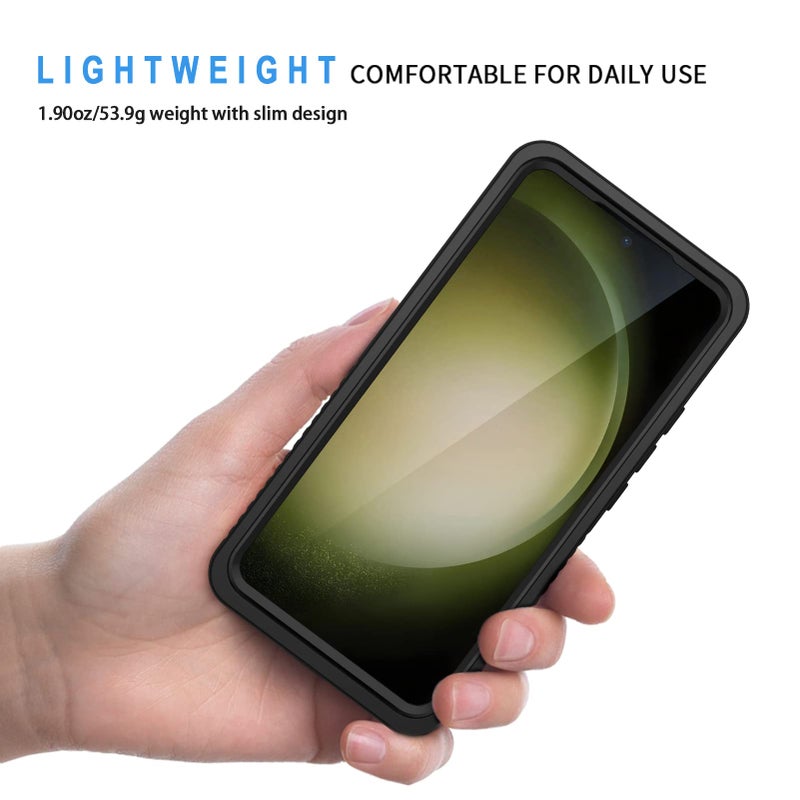 Lanhiem for Samsung Galaxy S23 Case with Built-in Screen Protector, IP68 Waterproof Dustproof Mil-Grade Rugged Full Body Shockproof Protective Cover for Galaxy S23 5G 6.1 Inch, Black - Image 2