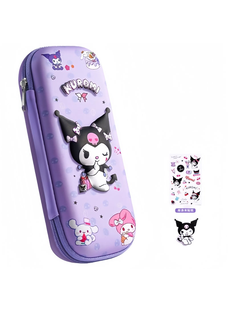 kuromi Pencil Case for Girls Boys,Waterproof 3D Large Capacity Portable Cartoon Pencil Box Organizer for Kids Elementary School - Image 1