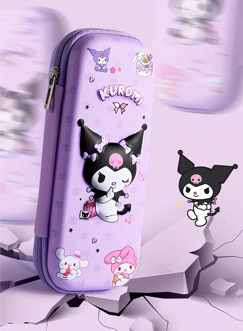 kuromi Pencil Case for Girls Boys,Waterproof 3D Large Capacity Portable Cartoon Pencil Box Organizer for Kids Elementary School - Image 5