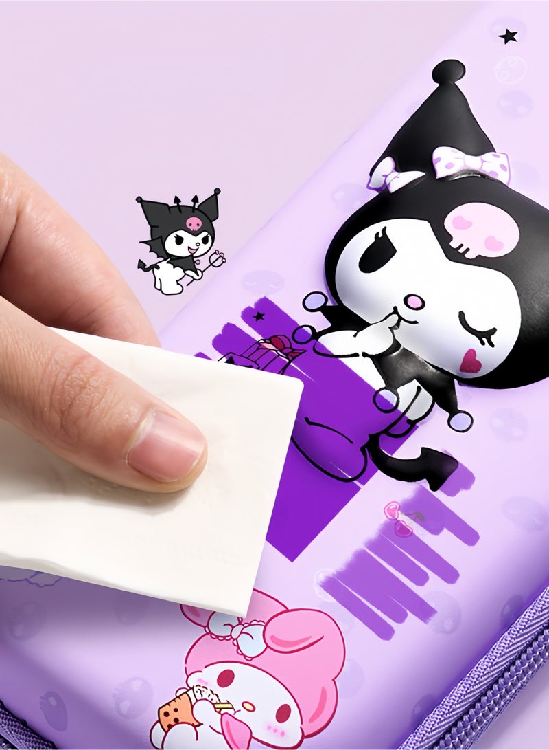 kuromi Pencil Case for Girls Boys,Waterproof 3D Large Capacity Portable Cartoon Pencil Box Organizer for Kids Elementary School - Image 4