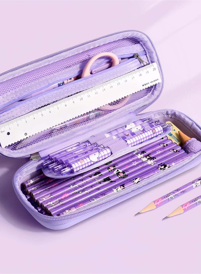 kuromi Pencil Case for Girls Boys,Waterproof 3D Large Capacity Portable Cartoon Pencil Box Organizer for Kids Elementary School - Image 3