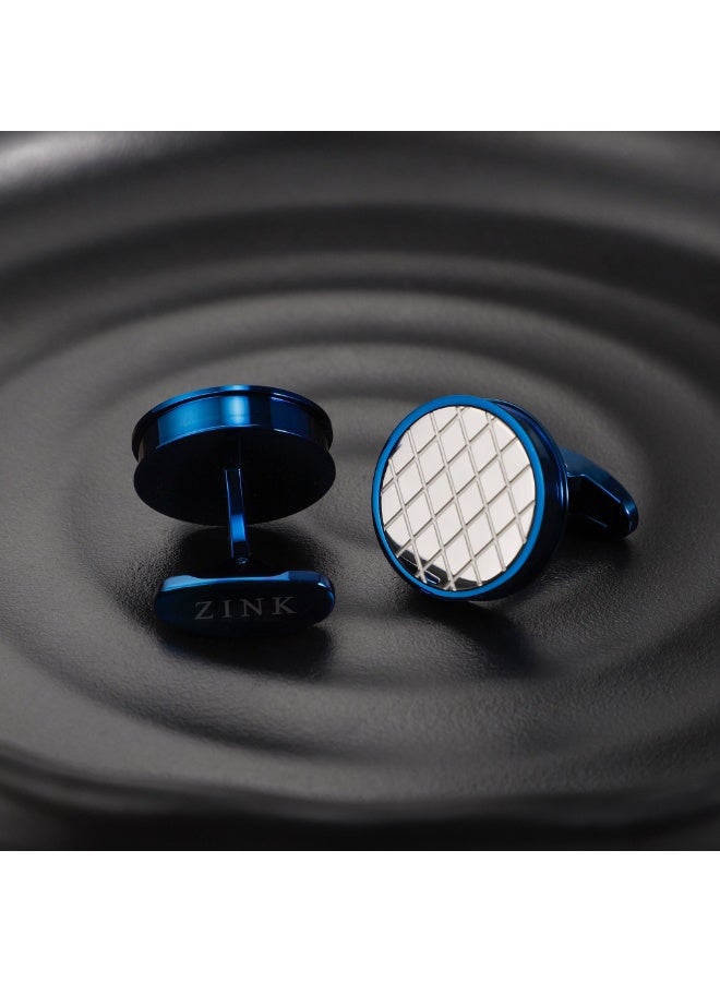 زنك أزرار أكمام زينك رجالي من الستانلس ستيل باللونين الأزرق والفضي | ZJCL004BL - Image 5