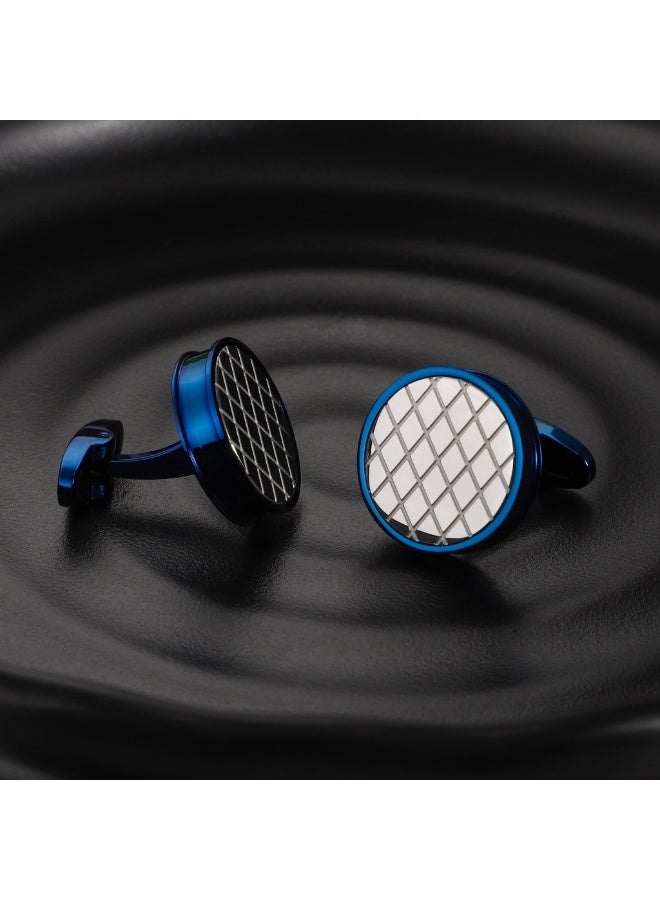 زنك أزرار أكمام زينك رجالي من الستانلس ستيل باللونين الأزرق والفضي | ZJCL004BL - Image 4