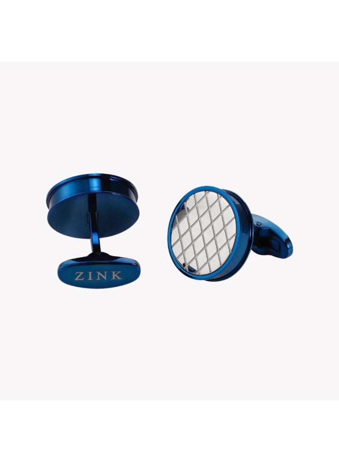 زنك أزرار أكمام زينك رجالي من الستانلس ستيل باللونين الأزرق والفضي | ZJCL004BL - Image 3