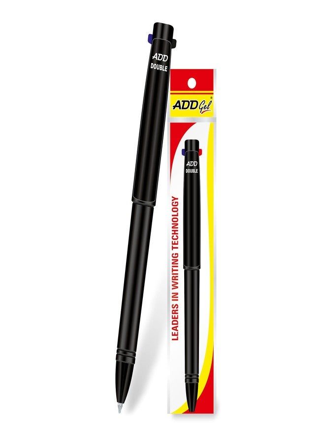 ADD Gel قلم حبر جاف مزدوج 2 في 1 من ADD GEL، حبر أزرق وأسود (عبوة من 20 قلمًا) - Image 1