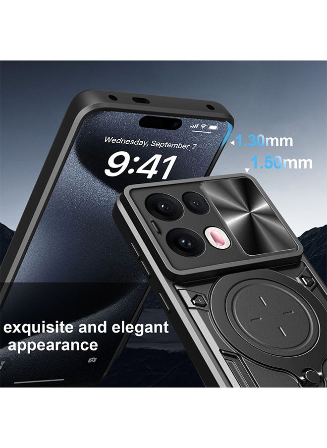 Generic - Case for OPPO Reno 13 Pro with Sliding Camera Cover, Kickstand, PC+TPU Dual-Layer,Blue - Image 1