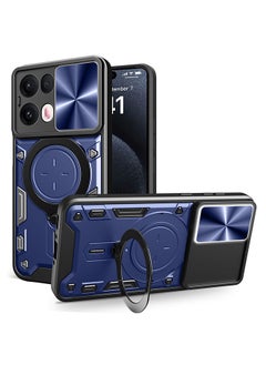 Case for OPPO Reno 13 Pro with Sliding Camera Cover, Kickstand, PC+TPU Dual-Layer,Blue