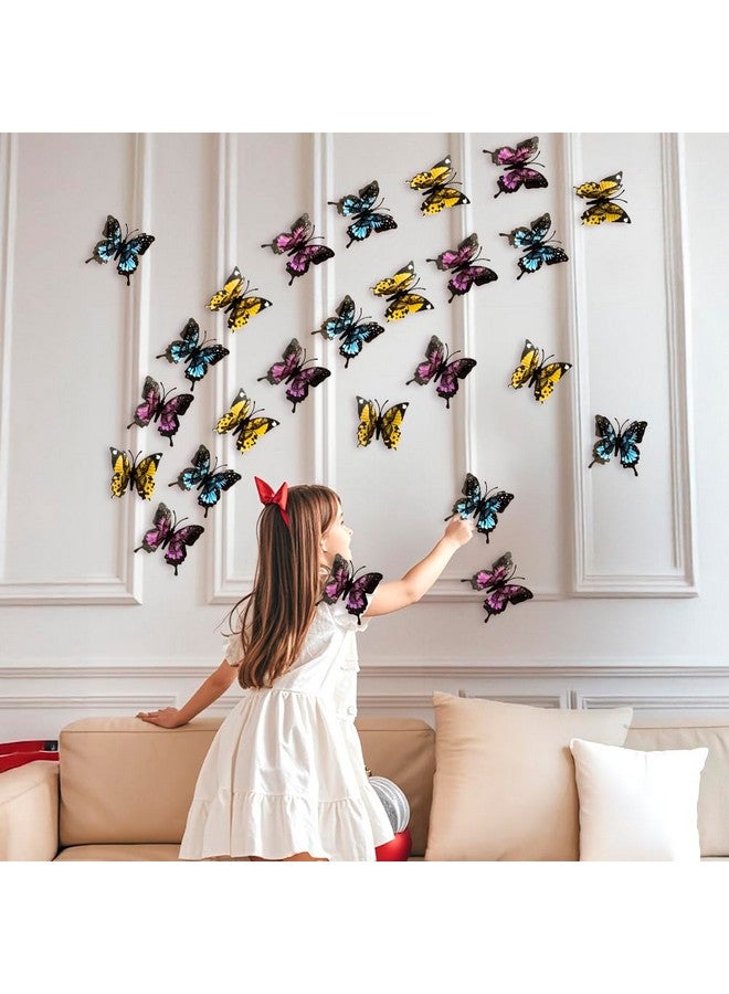 KQNBI Monarch Butterfly Decorations, 3D Monarch Butterfly Wall Decor 12 Pcs Multicolor Fake Butterflies Realistic Artificial Butterflies Decal for Autumn Craft Home Wall Table Bedroom Decorations - Image 2