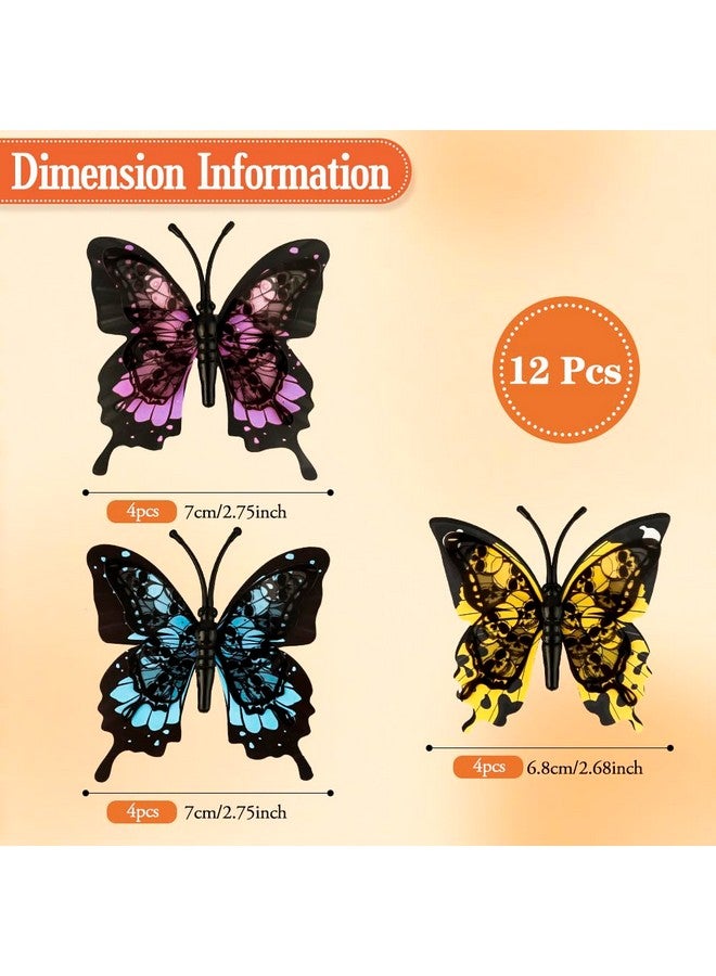 KQNBI Monarch Butterfly Decorations, 3D Monarch Butterfly Wall Decor 12 Pcs Multicolor Fake Butterflies Realistic Artificial Butterflies Decal for Autumn Craft Home Wall Table Bedroom Decorations - Image 3