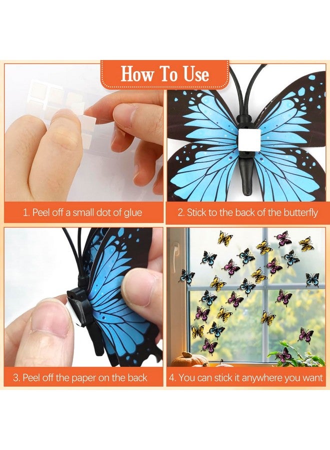 KQNBI Monarch Butterfly Decorations, 3D Monarch Butterfly Wall Decor 12 Pcs Multicolor Fake Butterflies Realistic Artificial Butterflies Decal for Autumn Craft Home Wall Table Bedroom Decorations - Image 5