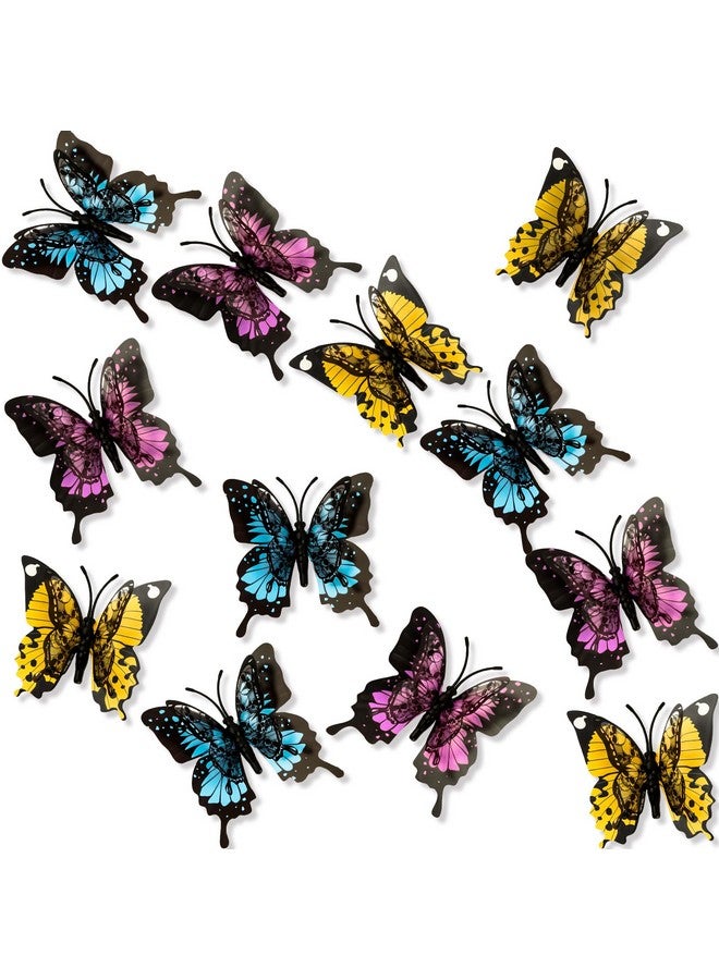 KQNBI Monarch Butterfly Decorations, 3D Monarch Butterfly Wall Decor 12 Pcs Multicolor Fake Butterflies Realistic Artificial Butterflies Decal for Autumn Craft Home Wall Table Bedroom Decorations - Image 1