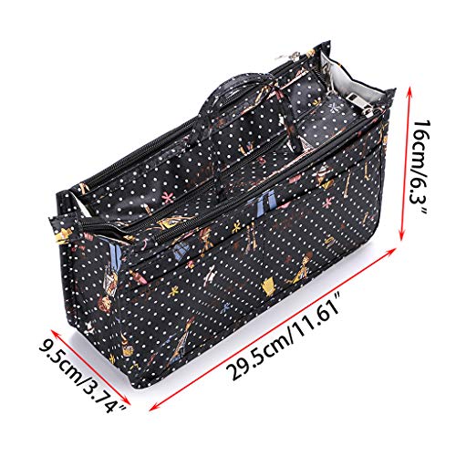 BTSKY Printing Handbag Organizers Inside Purse Insert-High Capacity 13 Pockets Bag Tote Organizer with Handle Fashion Style - Image 4