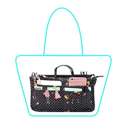 BTSKY Printing Handbag Organizers Inside Purse Insert-High Capacity 13 Pockets Bag Tote Organizer with Handle Fashion Style - Image 2