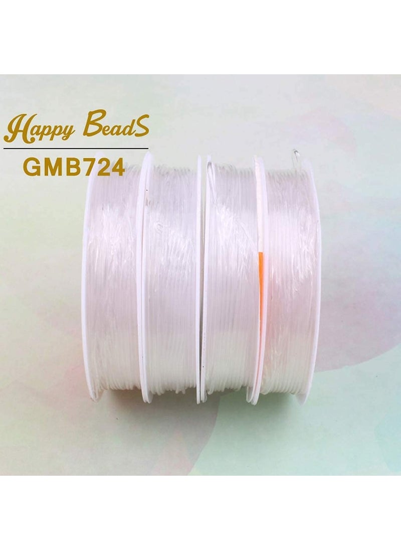 DIY Crafts Pack of 2 Roll 2x1, Elastic Roll, Roll Transparent Elastic Crystal Line Beading Cord String Wire Thread for Jewelry Making DIY Necklace Bracelet Ac (Pack of 2 Roll 2x1, Elastic Roll)
