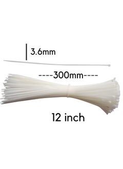 OVG OVG Nylon Self Locking Cable Ties White 300 mm 36mm 12 Inch Pack of 200 Pcs Heavy Duty Strong Zip Ties Teeth Grip Fastener Organizer Tie  - Image 3
