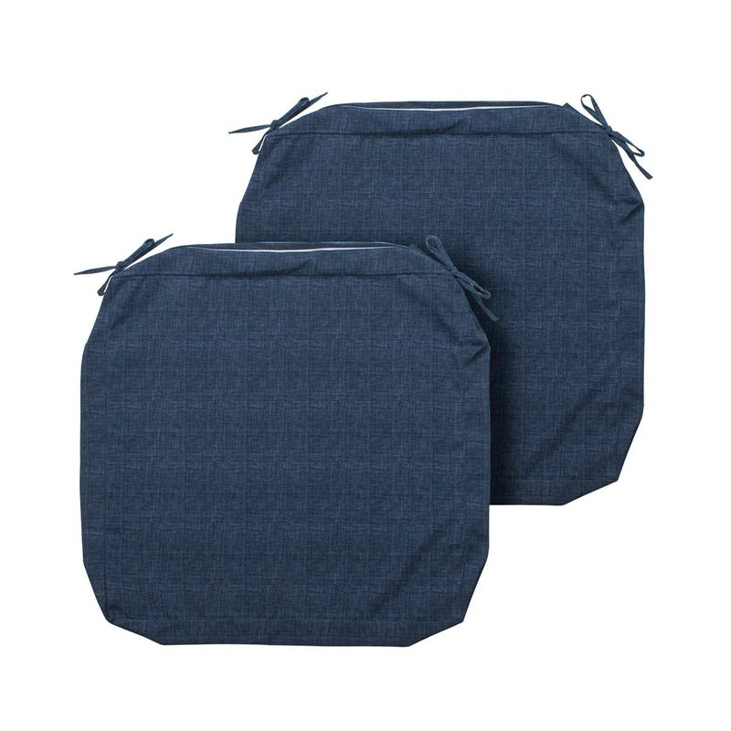 Magpie Fabrics Magpie Fabrics Indoor Outdoor Cushion Cover Replacement 2 Pack NO Insert Water Repellent Slipcover with Ties Decor for Patio Garden Chair Seat Sofa Bench WickerNavy Blue Textured 20x18x4 Inch 