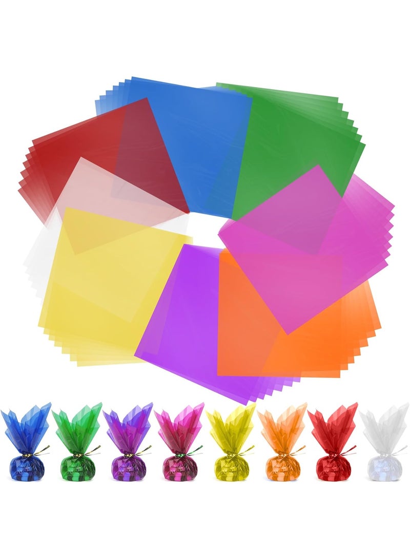 YelaJoy Cellophane Wrap, 160pcs Cellophane Sheets, 8 Multi-Colors Colored Cellophane, 7.5x7.5 Inch Transparent Colored Plastic Wrap, Colored Cellophane Wrap for Christmas Valentine DIY Arts Crafts Decorations - Image 1