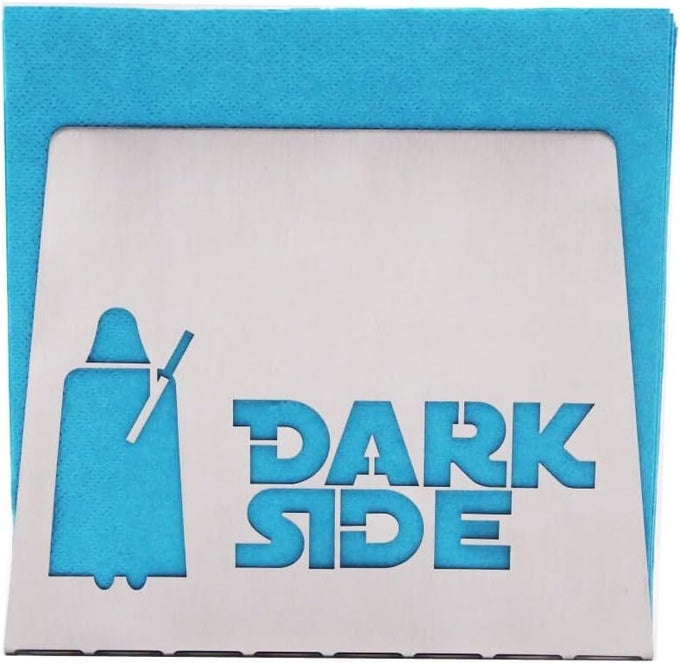 SILVER DARK SIDE LIGHT SIDE PREMIUM STAINLESS STEEL NAPKIN HOLDER STAND FOR HOME KITCHEN DINNER TABLE THEME PARTY RV CAMPER RESTAURANT