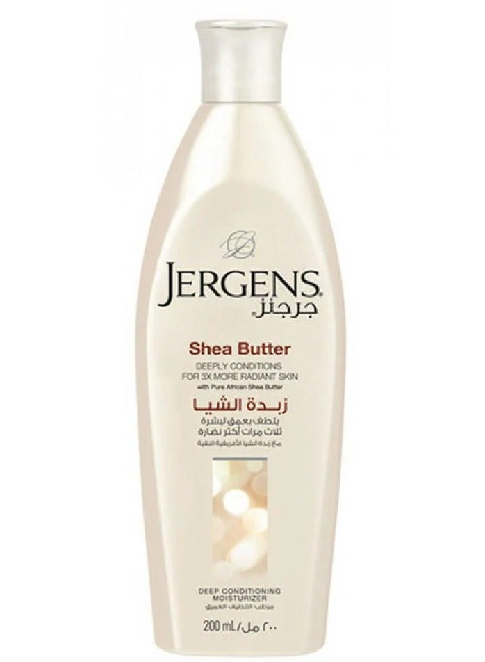 Jergens زبدة الشيا ترطيب عميق لبشرة أكثر إشراقًا 3 مرات مع زبدة الشيا الأفريقية النقية مرطب عميق 200 مل - Image 1