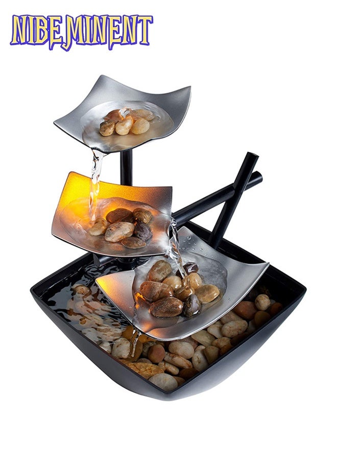 NIBEMINENT Tabletop Water Fountain, Home Décor Soothing Sound Machine - Automatic Pump, Deep Basin and Natural River Rocks, Indoor Zen Relaxation for Office, Living Room or Bedroom, 8.25” Tall - Image 3