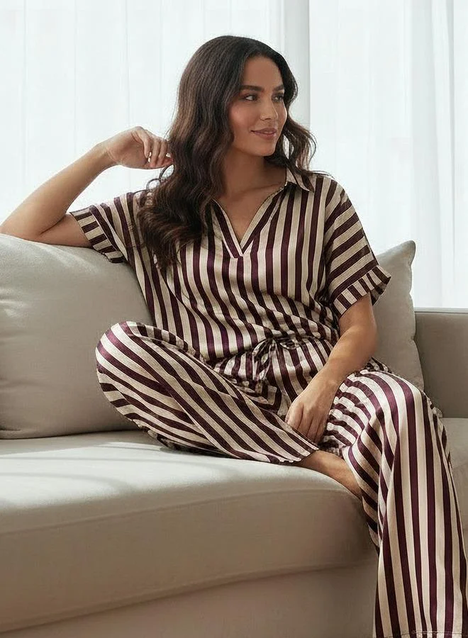 أدريا Pyjama Set Top & Wide Leg Bottom