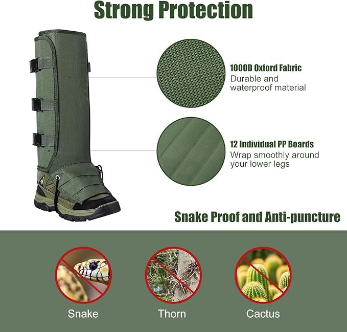 Stylera Snake Gaiters for Protection Against Snake Bite Durable Waterproof Snake Guards for Lower Legs Snake Proof Gaiters with Adjustable Size for Hiking Farm Working (Pack of 1 Pair) - Image 5