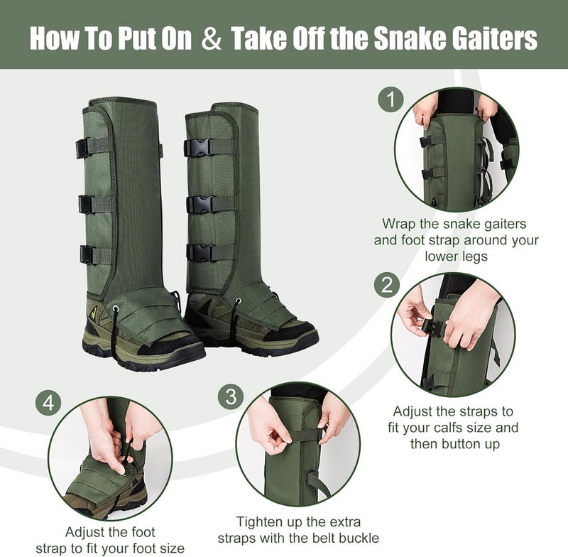 Stylera Snake Gaiters for Protection Against Snake Bite Durable Waterproof Snake Guards for Lower Legs Snake Proof Gaiters with Adjustable Size for Hiking Farm Working (Pack of 1 Pair) - Image 4