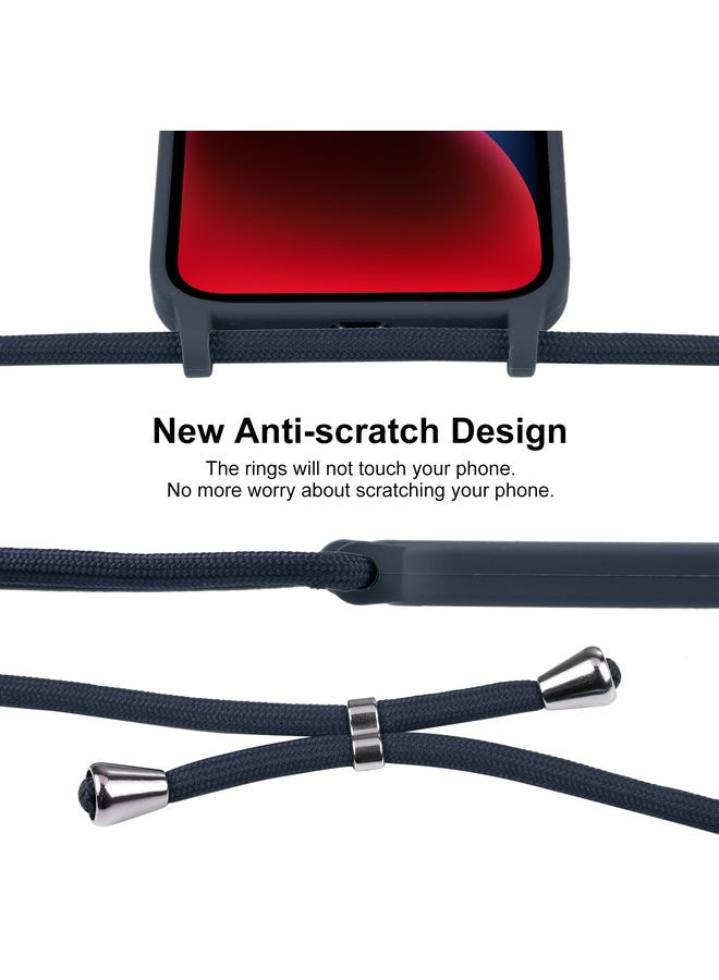 اس-توب جراب لهاتف iPhone 14 Crossbody مزود بحبل من السيليكون السائل - Image 3