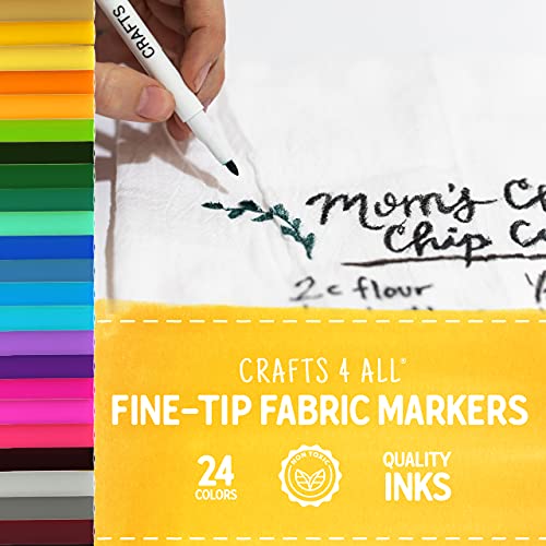 Crafts 4 All Fabric Pens for Clothes - Pack of 24 No Fade, Fabric Markers Permanent for Textile - No Bleed, Machine Washable Shoe Markers for Fabric Decorating - Laundry Marker, Erases Stains Easily - Image 3