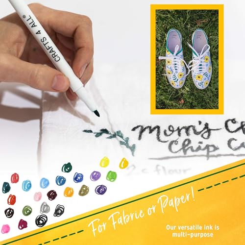 Crafts 4 All Fabric Pens for Clothes - Pack of 24 No Fade, Fabric Markers Permanent for Textile - No Bleed, Machine Washable Shoe Markers for Fabric Decorating - Laundry Marker, Erases Stains Easily - Image 5