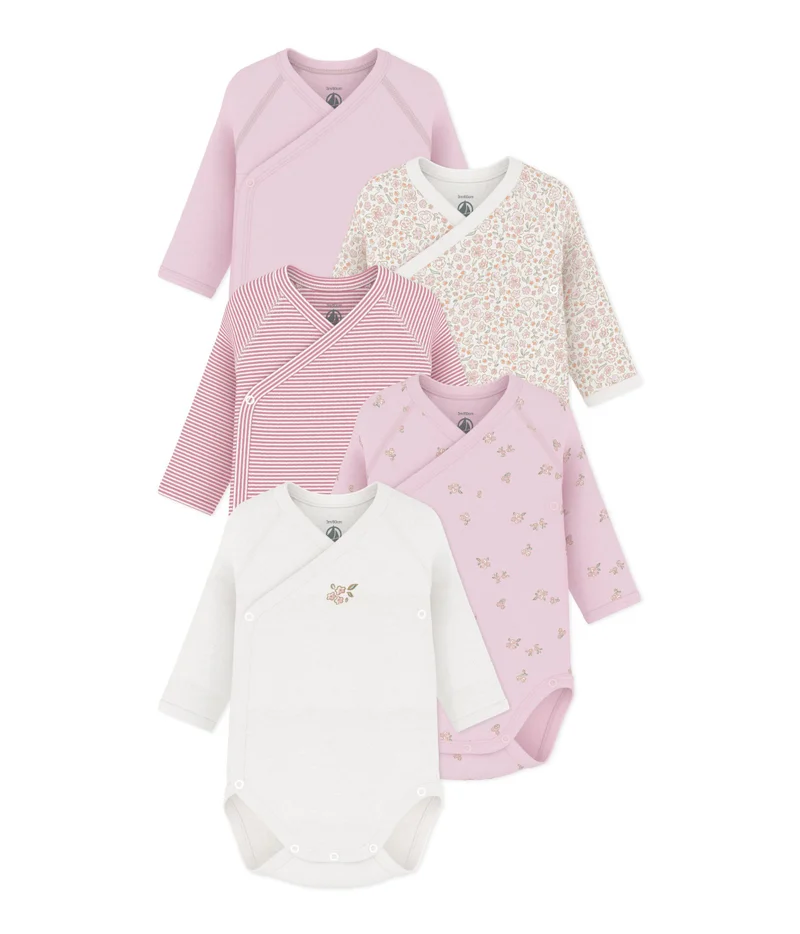 بيتي باتو Pack Of Long-Sleeved Printed Cotton Wrapover Bodies For Babies