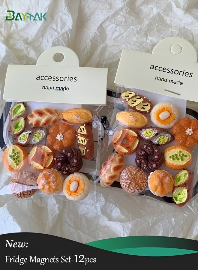 بيتك مغناطيس ثلاجة للمطبخ بشكل طعام، طقم 12 قطعة لتثبيت الصور والملاحظات على الثلاجة - Image 1