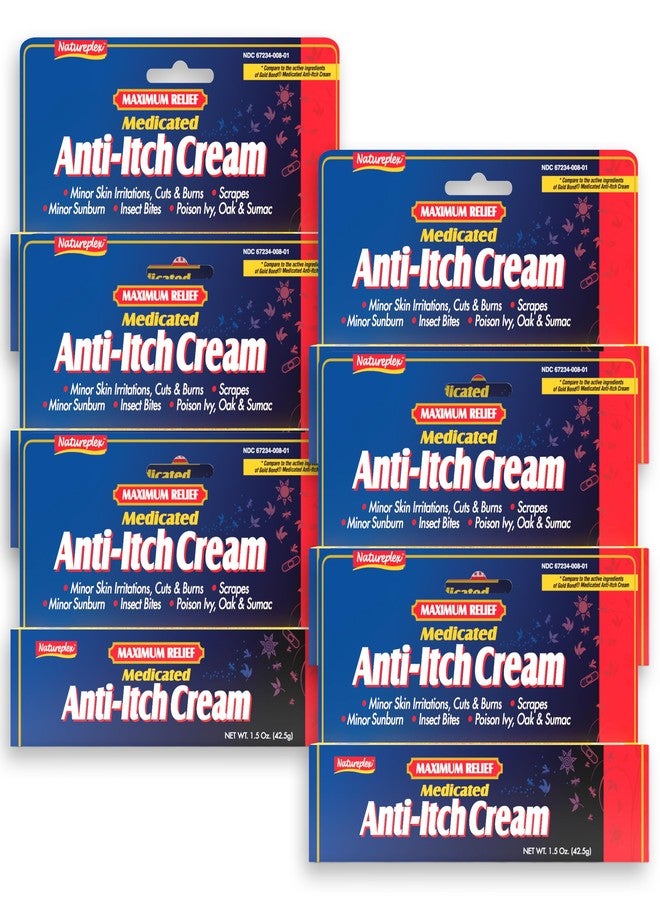 Natureplex Maximum Relief Medicated Anti-Itch Cream 1.5oz (6 Pack) - Fast Relief for Rashes, Bites, Sunburn, Cuts, Burns, Poison Ivy & More - Cooling Menthol & Pramoxine - Made in USA - Image 1