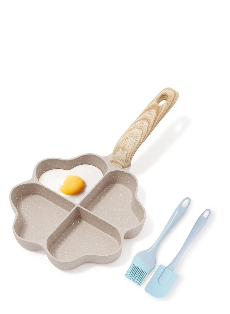 Caannasweis Egg Omelette Pan, 4-Cup Nonstick Granite Omelette Skillet Breakfast Frying Pan Egg Cooker Suitable for Gas Stove & Induction Cookware, PFOA PFOS Free Heart Shaped - Image 1