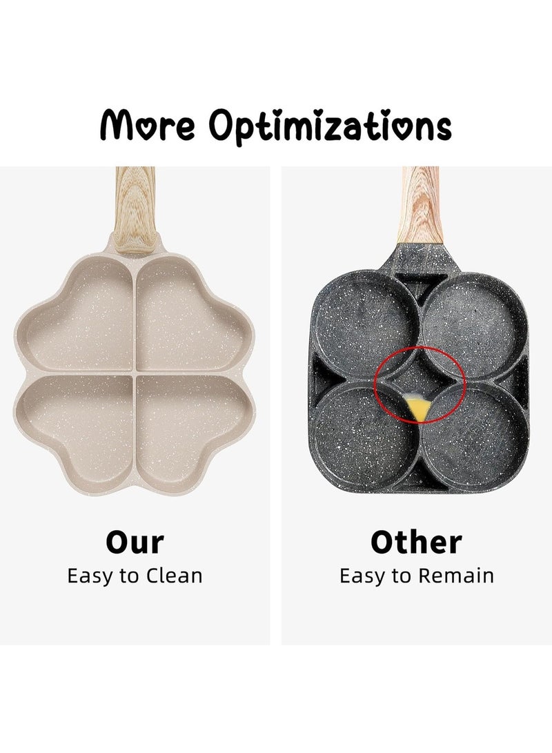 Caannasweis Egg Omelette Pan, 4-Cup Nonstick Granite Omelette Skillet Breakfast Frying Pan Egg Cooker Suitable for Gas Stove & Induction Cookware, PFOA PFOS Free Heart Shaped - Image 3