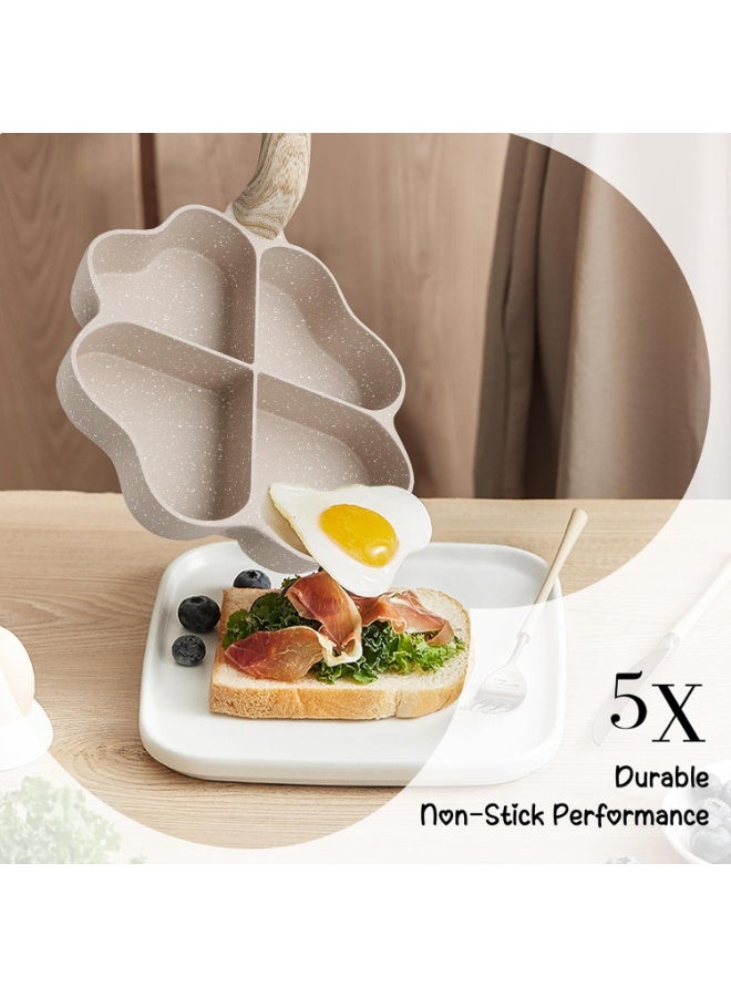 Caannasweis Egg Omelette Pan, 4-Cup Nonstick Granite Omelette Skillet Breakfast Frying Pan Egg Cooker Suitable for Gas Stove & Induction Cookware, PFOA PFOS Free Heart Shaped - Image 4