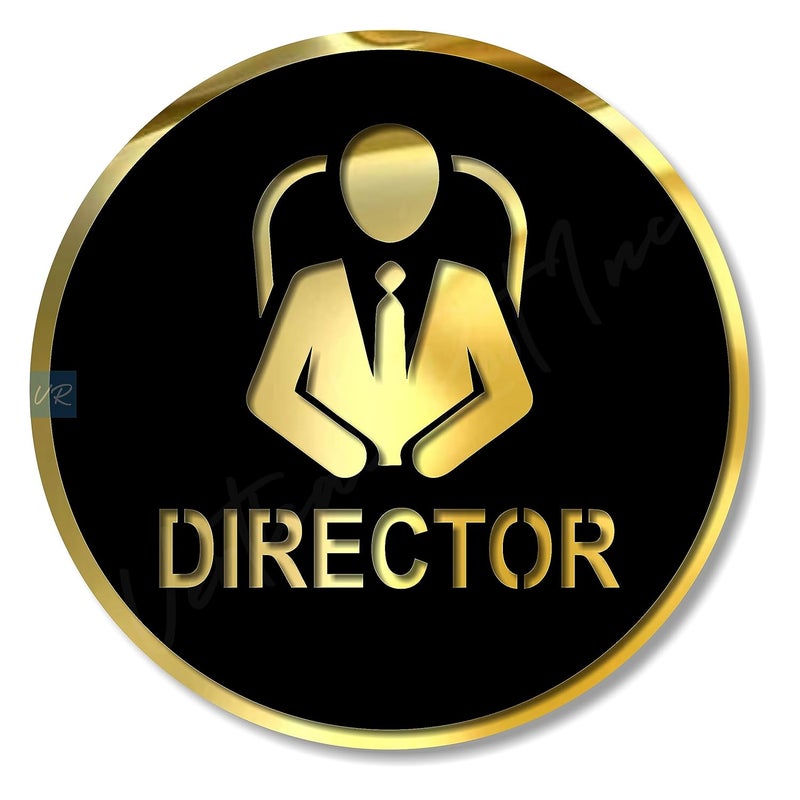 Vertical Root Inc ® Premium BLACK GOLD Finish Acrylic DIRECTOR DOOR Sign Easy to Mount 3M Self-Adhesive Tape Signage for Hotel Office Resort Society Corporate Business Hospital - Image 1