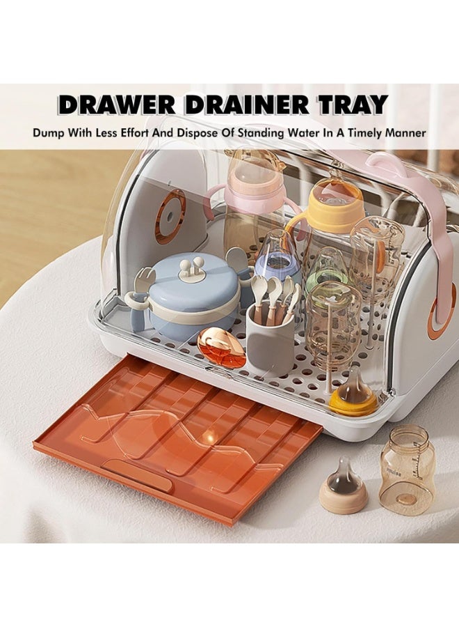 DURKU Baby Bottle Drying Rack and Storage Holder - Large Nursing Bottle Organizer With Cover - Portable Kitchen Cabinet Organizer for Baby Bottles and Accessories - Image 5