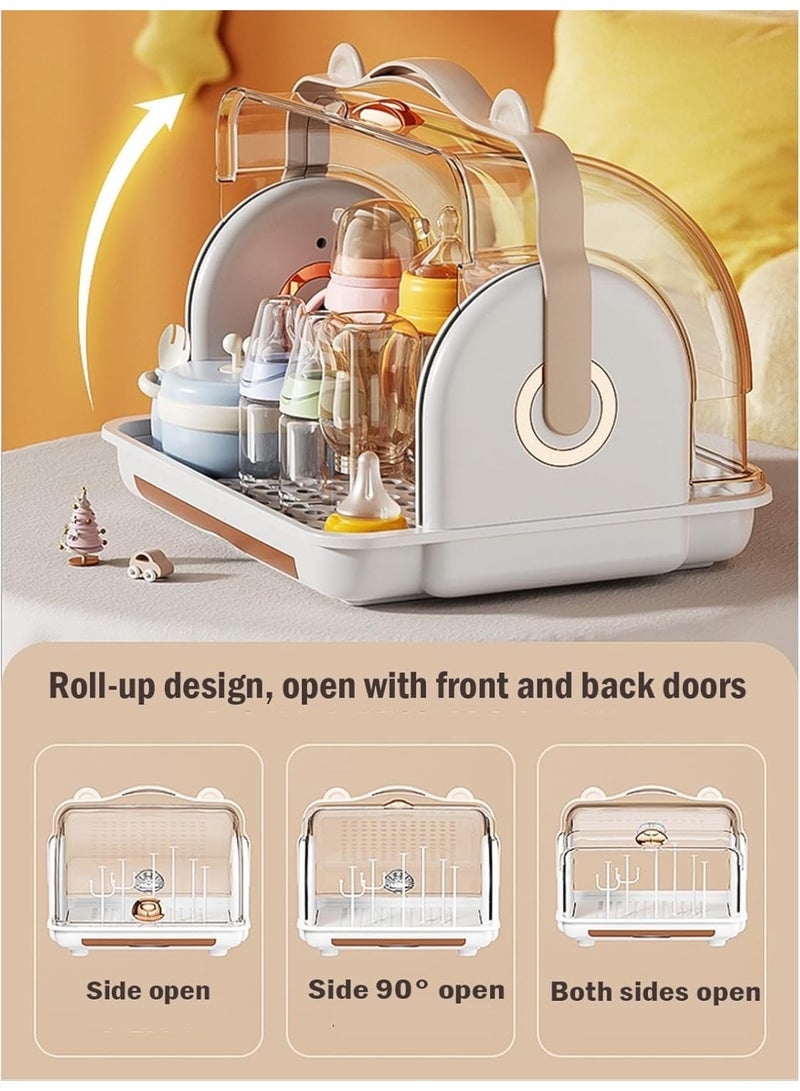 DURKU Baby Bottle Drying Rack and Storage Holder - Large Nursing Bottle Organizer With Cover - Portable Kitchen Cabinet Organizer for Baby Bottles and Accessories - Image 3