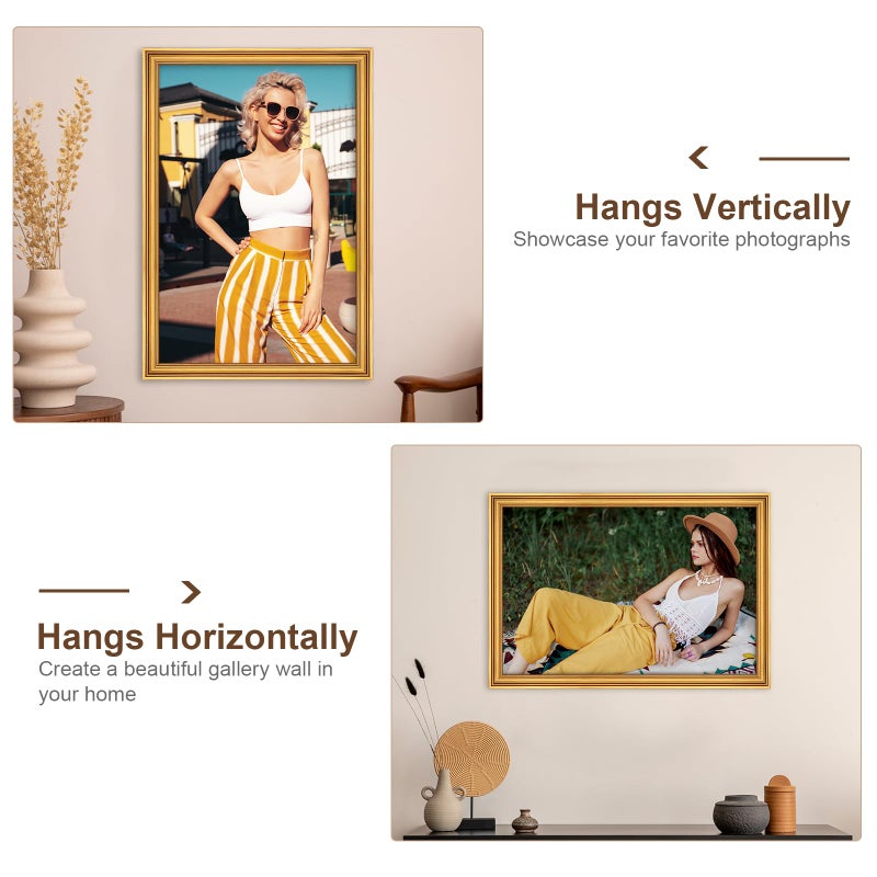 GULETHUN 24x36 Frame, Transitional Modern Design Picture Frames, 24 by 36 Rustic Poster Frame for Home Decor, Gold Vintage Photo Frames, Horizontal or Vertical Display, Choose Size & Color - Image 2
