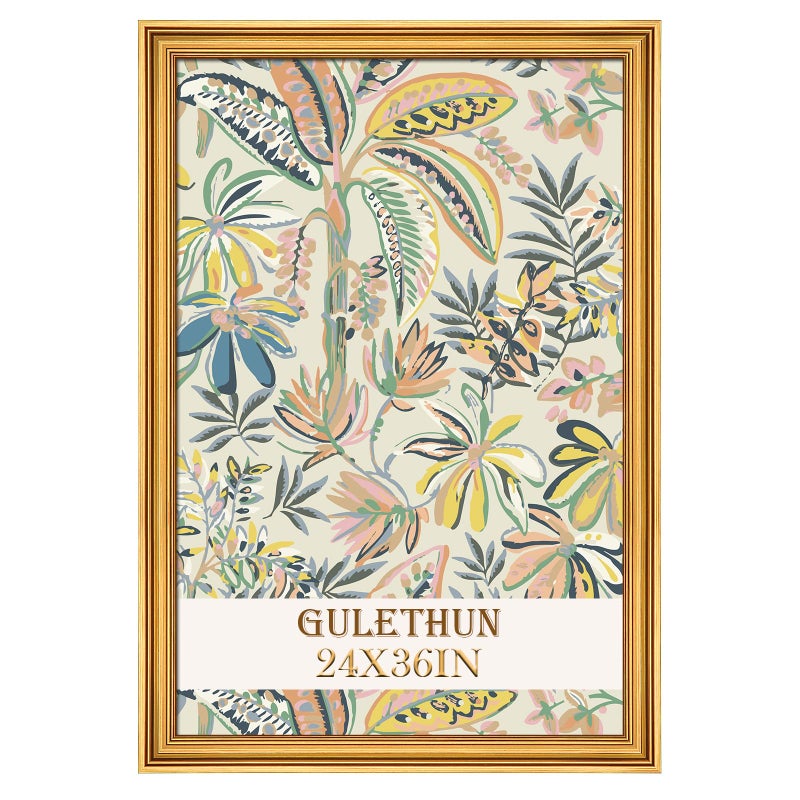 GULETHUN 24x36 Frame, Transitional Modern Design Picture Frames, 24 by 36 Rustic Poster Frame for Home Decor, Gold Vintage Photo Frames, Horizontal or Vertical Display, Choose Size & Color - Image 1